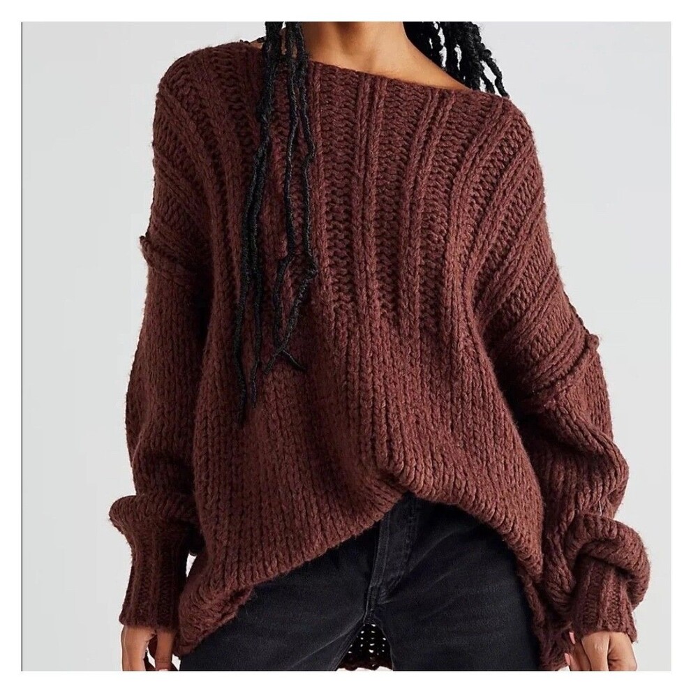 Free People Sweater Be There Pullover Chunky Knit Size large oversized
